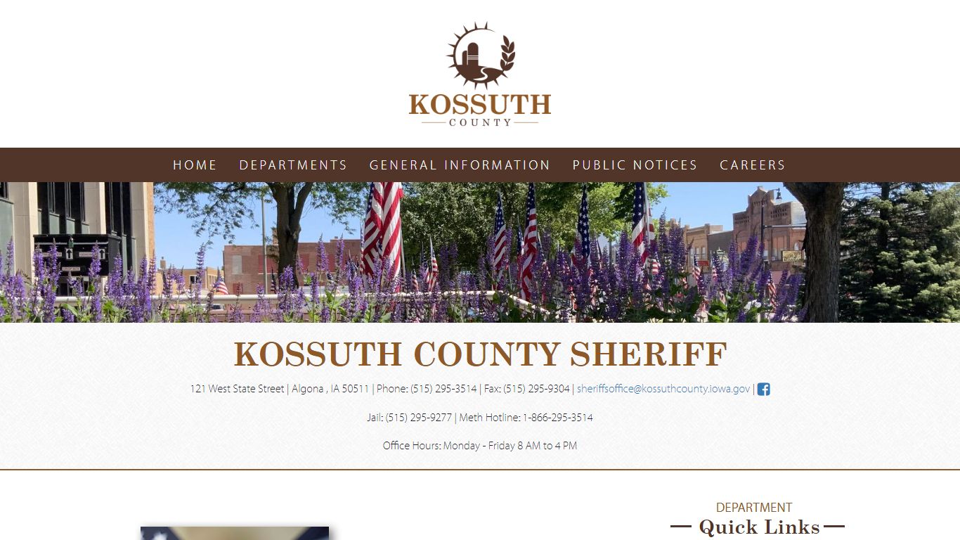 Kossuth County, Iowa | County Sheriff