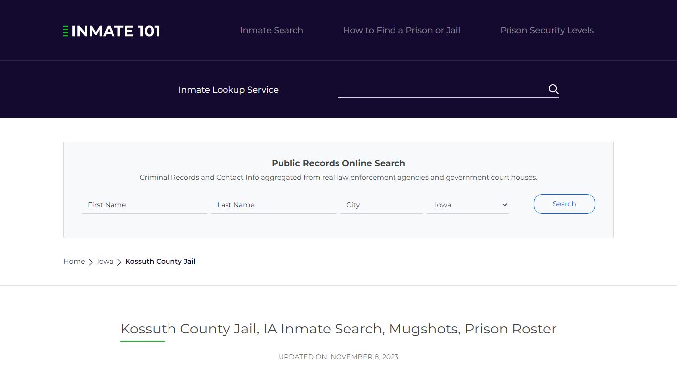 Kossuth County Jail, IA Inmate Search, Mugshots, Prison Roster